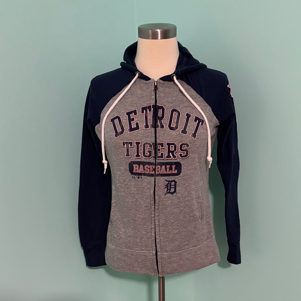 Women’s Majestic Navy and Gray Detroit Tigers Zip Up Sweatshirt Apparel